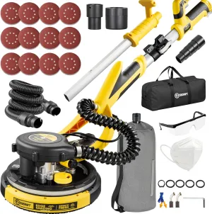 Drywall Sander, 800W Powerful Electric Drywall Sander with Vacuum, 99% Dust Absorption Dust-free Design, 7 Variable Speed 900-1800RPM, 26' Power Cord, LED Light, for Popcorn Ceiling etc