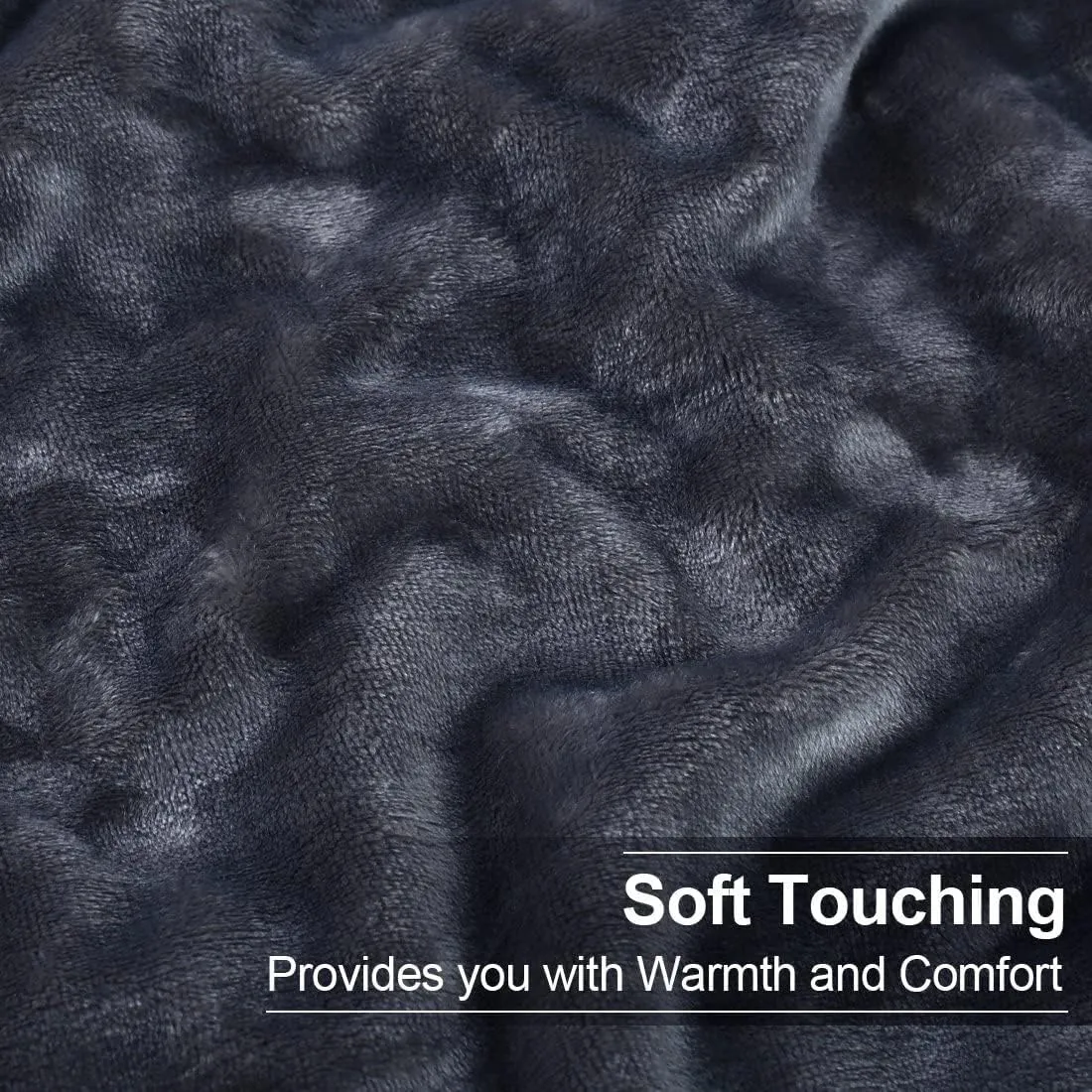 EASELAND Soft Queen Size Blanket All Season Warm Microplush Lightweight Thermal Fleece Blankets for Couch Bed Sofa,90x90 Inches,Dark Grey