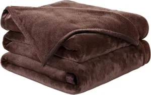 EASELAND Soft Queen Size Blanket Warm Fuzzy Microplush Lightweight Thermal Fleece Blankets for Couch Bed Sofa,90x90 Inches,Chocolate