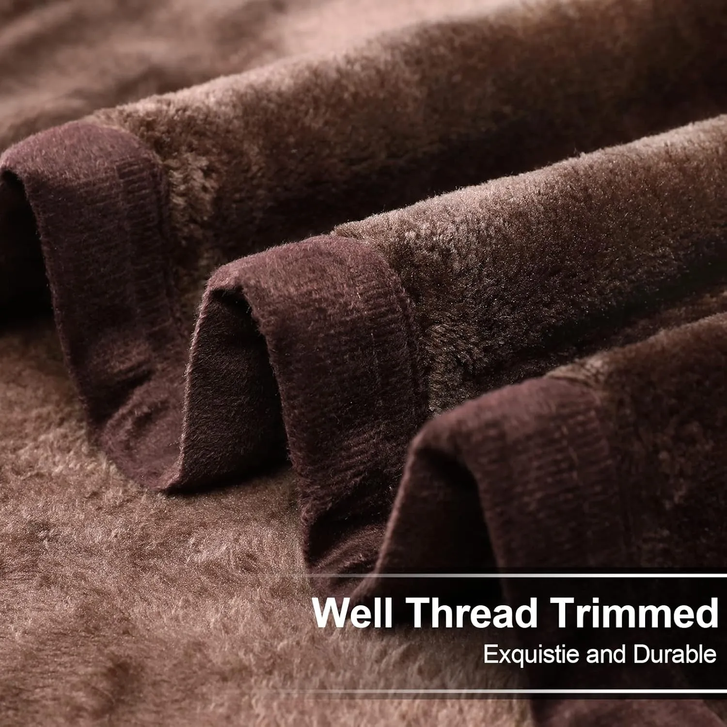 EASELAND Soft Queen Size Blanket Warm Fuzzy Microplush Lightweight Thermal Fleece Blankets for Couch Bed Sofa,90x90 Inches,Chocolate