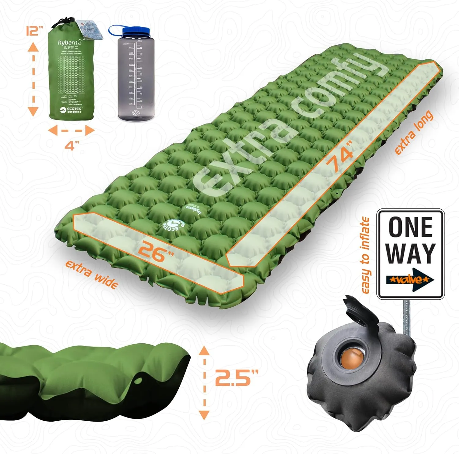 ECOTEK Outdoors Hybern8 Lynx Inflatable Sleeping Pad (Ocean Blue)