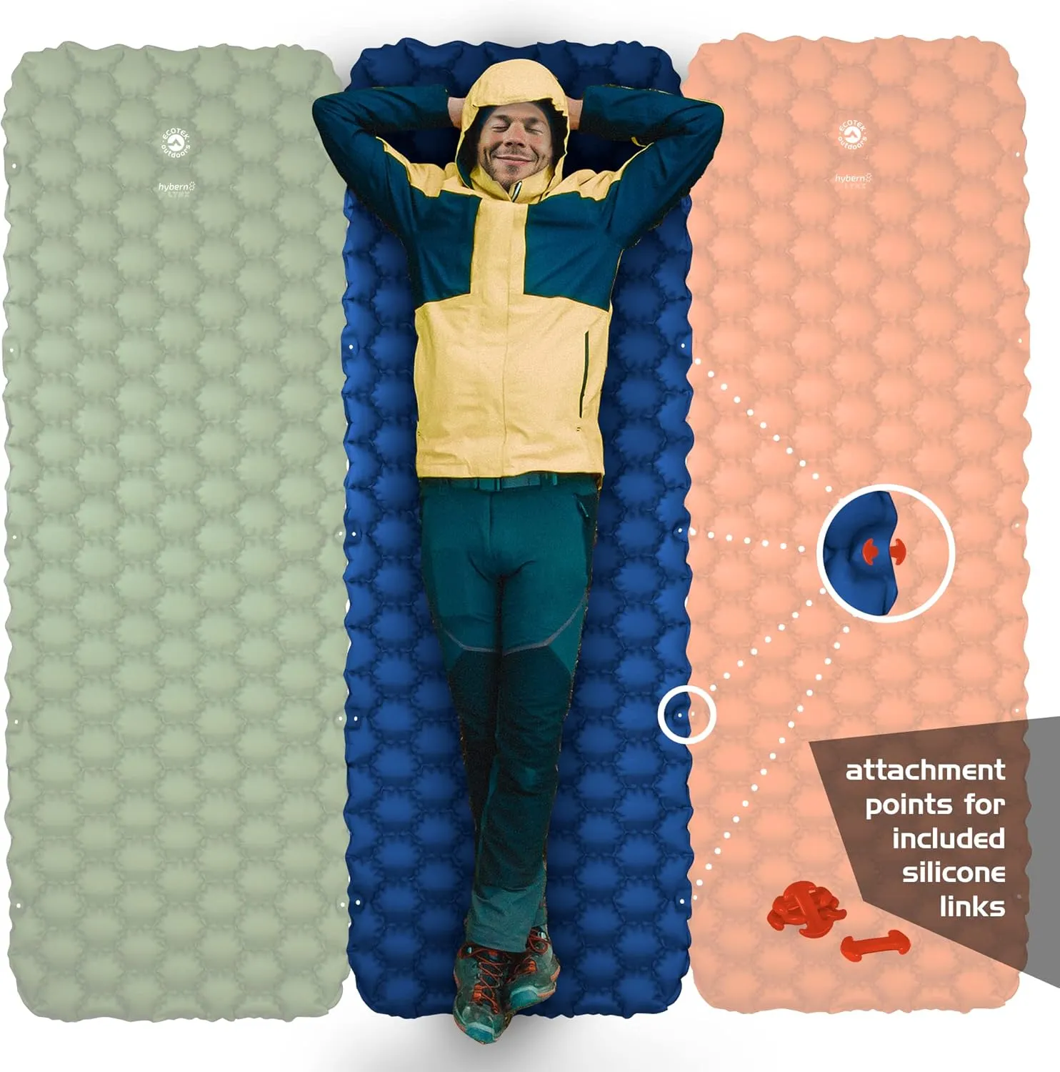ECOTEK Outdoors Hybern8 Lynx Inflatable Sleeping Pad (Ocean Blue)