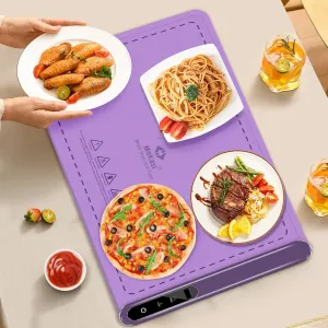Electric Warming Tray: Mom Hot Plate Silicone Food Warmer Mat for Food Buffet Party Essentials Portable Keep Warm Heating Pad Kitchen Birthday Gift for Women Her