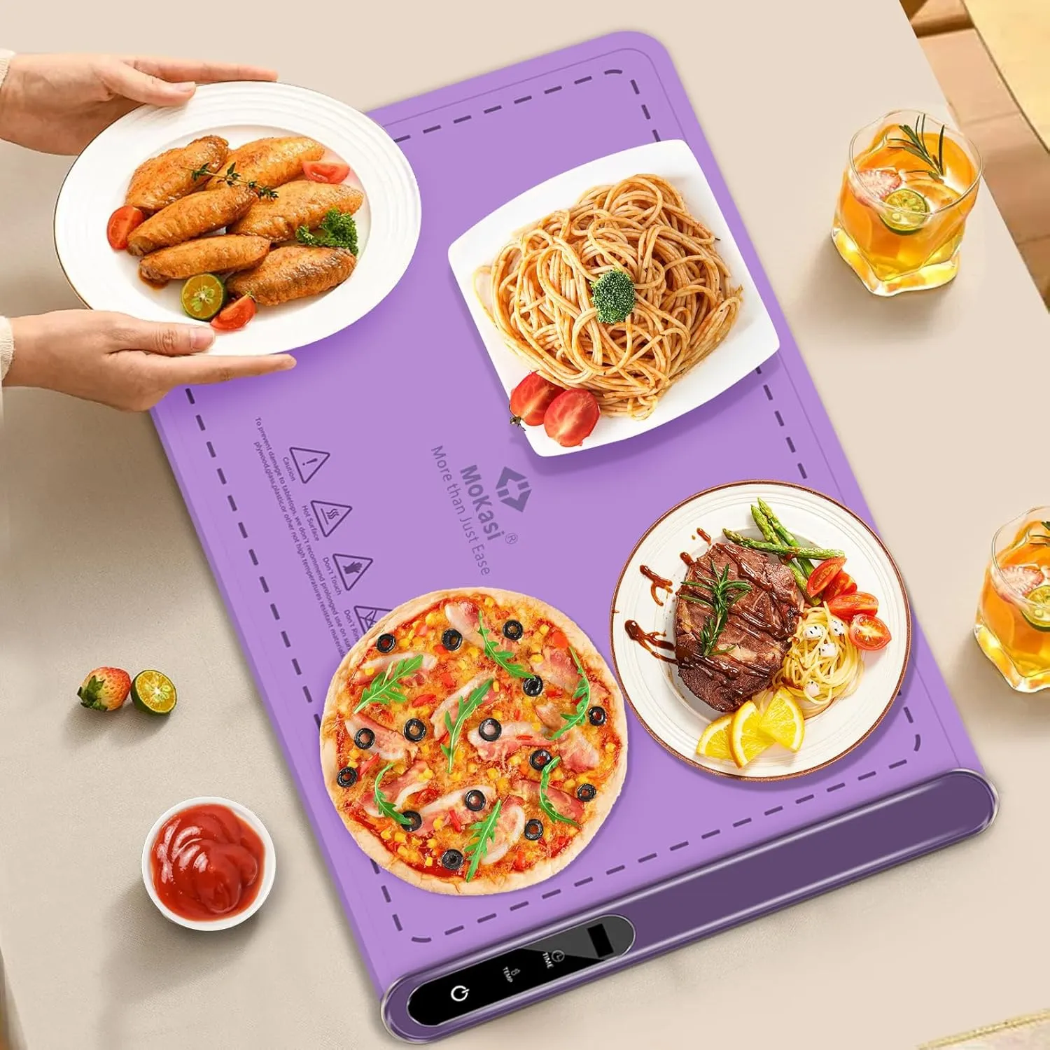 Electric Warming Tray: Mom Hot Plate Silicone Food Warmer Mat for Food Buffet Party Essentials Portable Keep Warm Heating Pad Kitchen Birthday Gift for Women Her