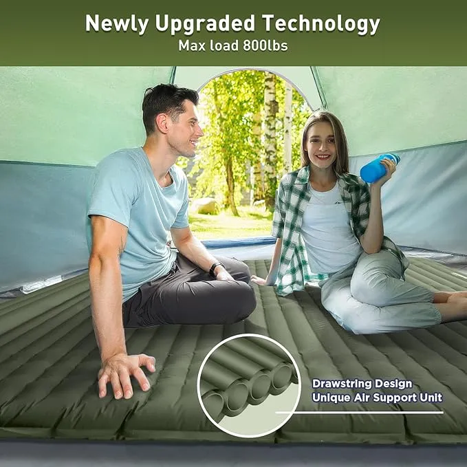 Elegear Double Sleeping Pad for Camping, 4" Ultra-Thick Self Inflating Camping Pad 2 Person with Pillow Built-in Foot Pump Camping Sleeping Mat for Backpacking, Hiking, Portable Camping Pad