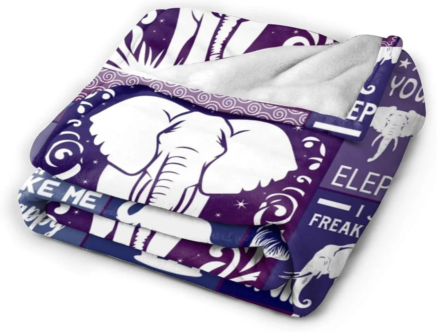Elephant Blanket for Boys Girls, Cute Elephant Themed Design Printed Purple Throw Blankets for Kids Lap, Chair Sofa, Warm Soft Cozy Blanket, 40"x 50"