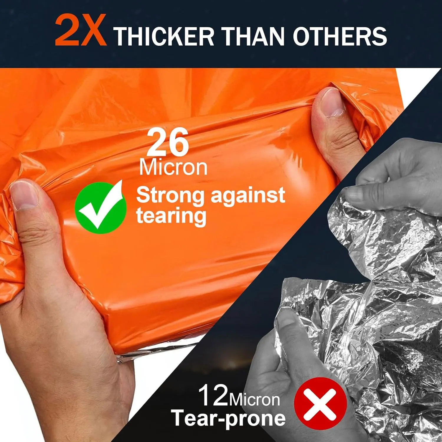 Emergency Blankets for Survival, 2-Pack/4-Pack Space Blankets, Gigantic & Extremely Thick Survival Blanket, Suitable for Outdoor Survival, Camping, and Hiking
