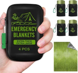 Emergency Blankets for Survival, 2-Pack/4-Pack Space Blankets, Gigantic & Extremely Thick Survival Blanket, Suitable for Outdoor Survival, Camping, and Hiking
