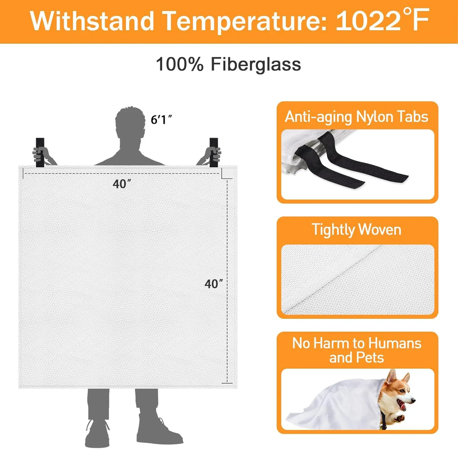 Emergency Fire Blanket for Camping Grill - Mondoshop Fire Retardant Blankets for Home Kitchen - Fireproof Blanket for Picnic, Grill, Car, Office, Warehouse, School, Fireplace