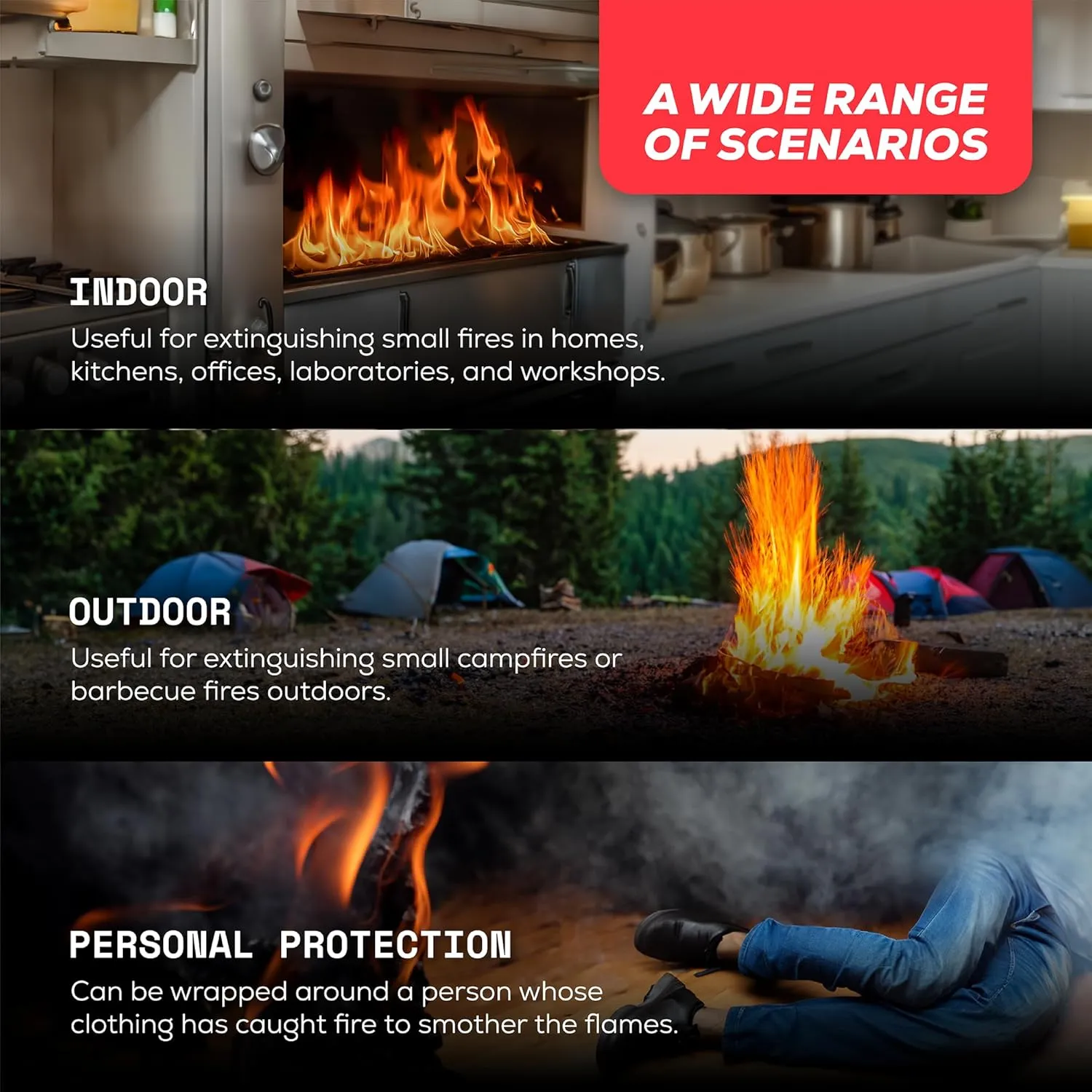 Emergency Fire Blanket for Home & Kitchen | 1-Pack   Mount | Fire Extinguisher for Camping Gear, Car Safety, Hiking, Survival Kit & Welding | Flame Retardant Preparedness Supplies 39" x 39"
