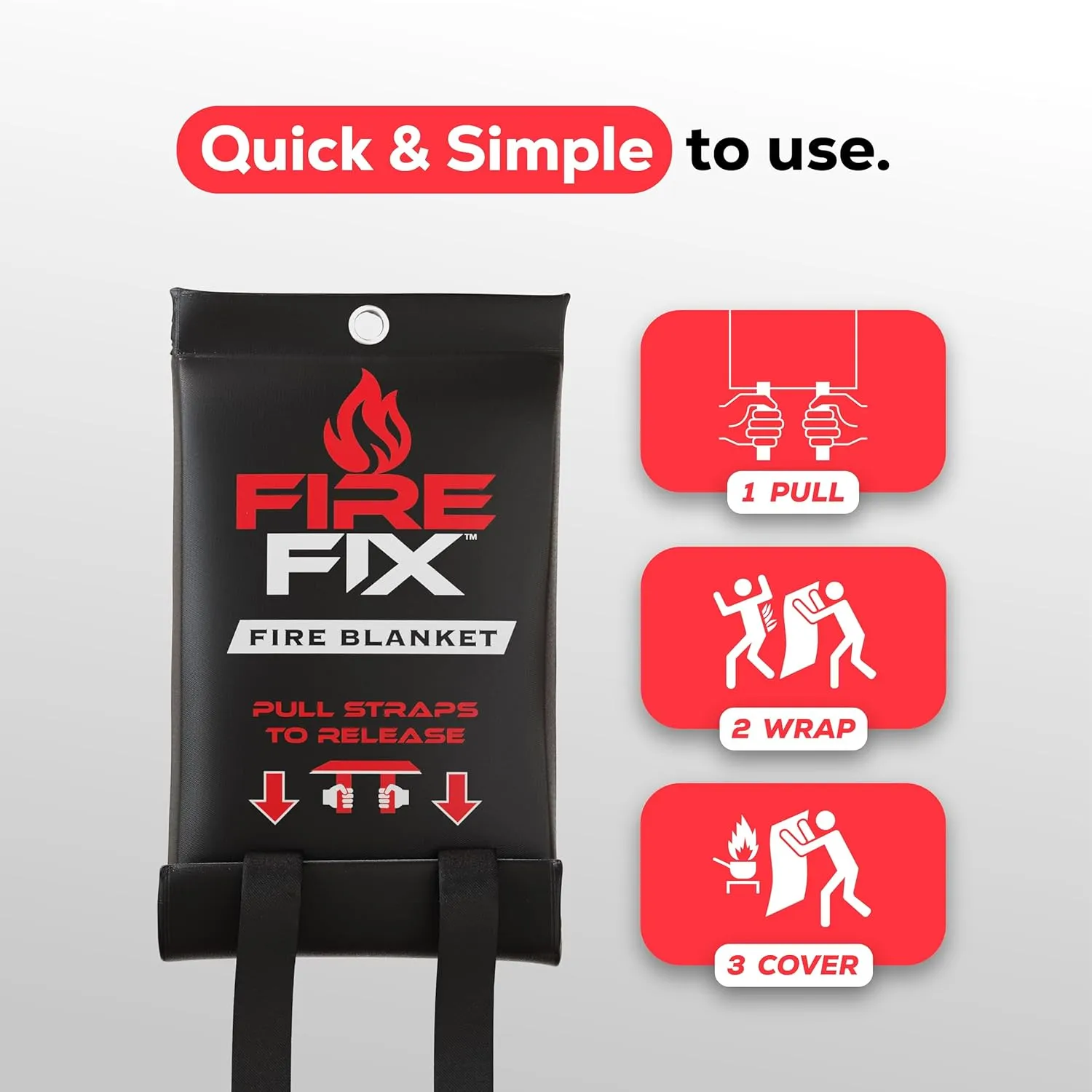 Emergency Fire Blanket for Home & Kitchen | 1-Pack   Mount | Fire Extinguisher for Camping Gear, Car Safety, Hiking, Survival Kit & Welding | Flame Retardant Preparedness Supplies 39" x 39"