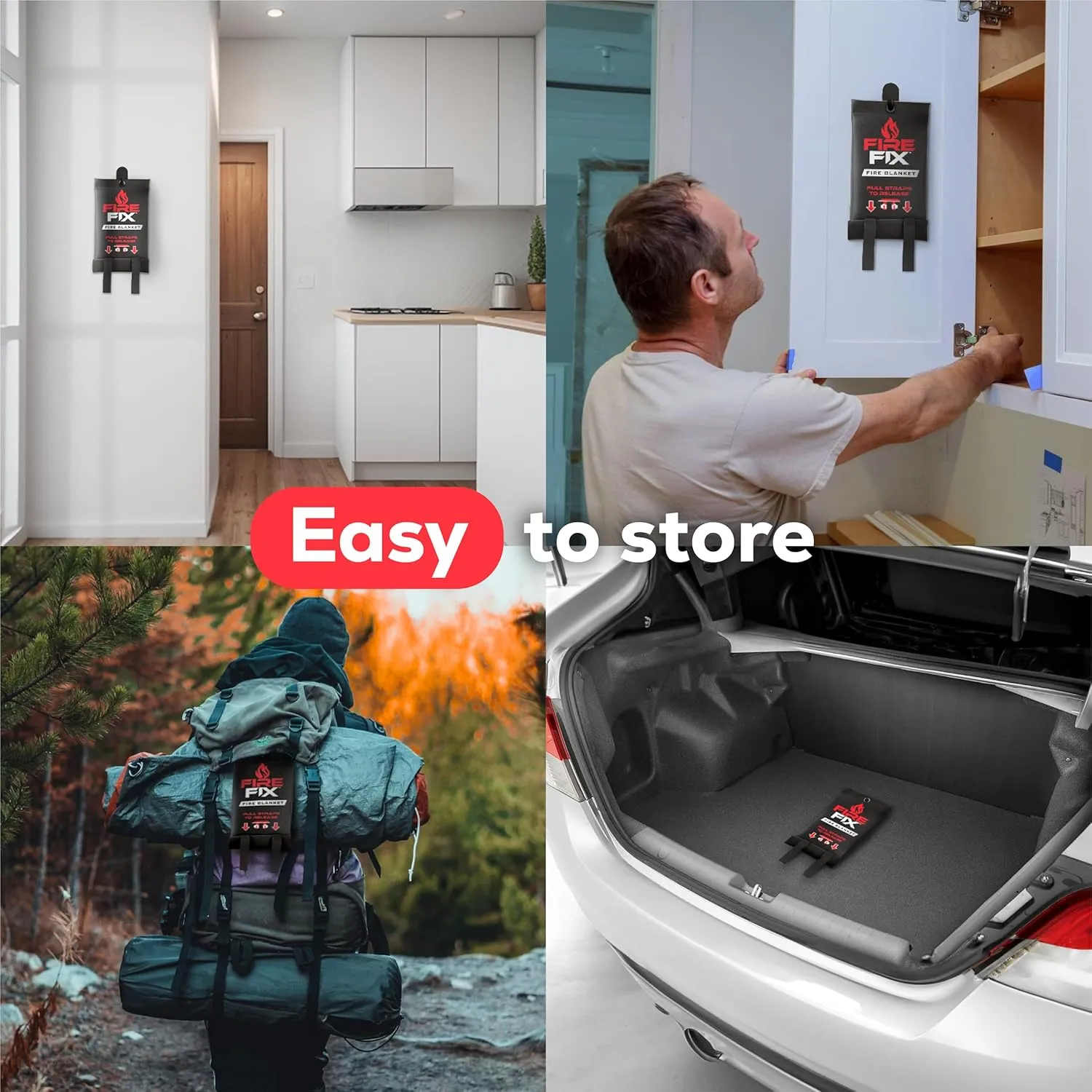 Emergency Fire Blanket for Home & Kitchen | 1-Pack   Mount | Fire Extinguisher for Camping Gear, Car Safety, Hiking, Survival Kit & Welding | Flame Retardant Preparedness Supplies 39" x 39"