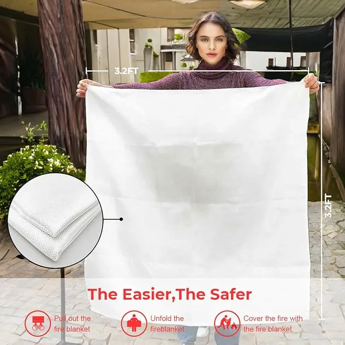 Emergency Fire Blanket for Home and Kitchen, 2 Pack 40"x40" Flame Suppression Fiberglass Fire Retardant Blankets for House Camping Grill Car Office Warehouse Emergency Survival Safety