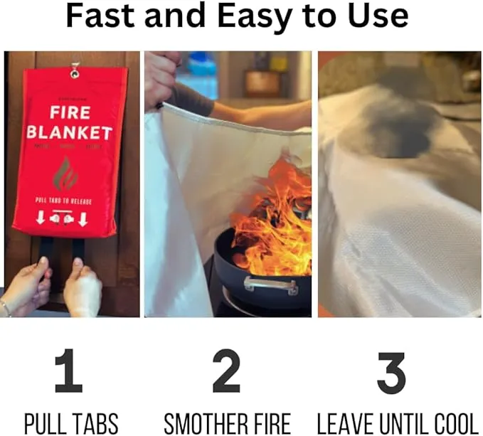 Emergency Fire Blanket for Home and Kitchen 2 pk| Easy Fire Blankets to Smother a Kitchen fire Fire Extinguisher Blanket Preferred Hero fire Blanket Emergency fire Blankets for Home