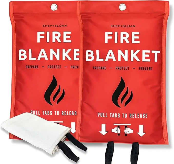 Emergency Fire Blanket for Home and Kitchen 2 pk| Easy Fire Blankets to Smother a Kitchen fire Fire Extinguisher Blanket Preferred Hero fire Blanket Emergency fire Blankets for Home