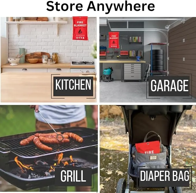 Emergency Fire Blanket for Home and Kitchen 2 pk| Easy Fire Blankets to Smother a Kitchen fire Fire Extinguisher Blanket Preferred Hero fire Blanket Emergency fire Blankets for Home