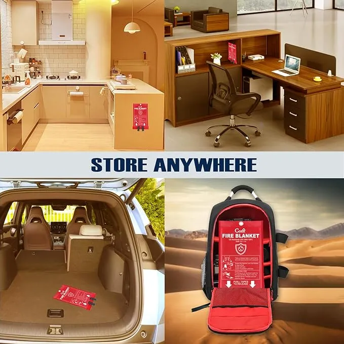 Emergency Fire Blanket for Home and Kitchen - 40"x40" Flame Suppression Fiberglass Fire Blankets for House Camping Car Office Warehouse Emergency Survival Safety (Red 4 Pack)
