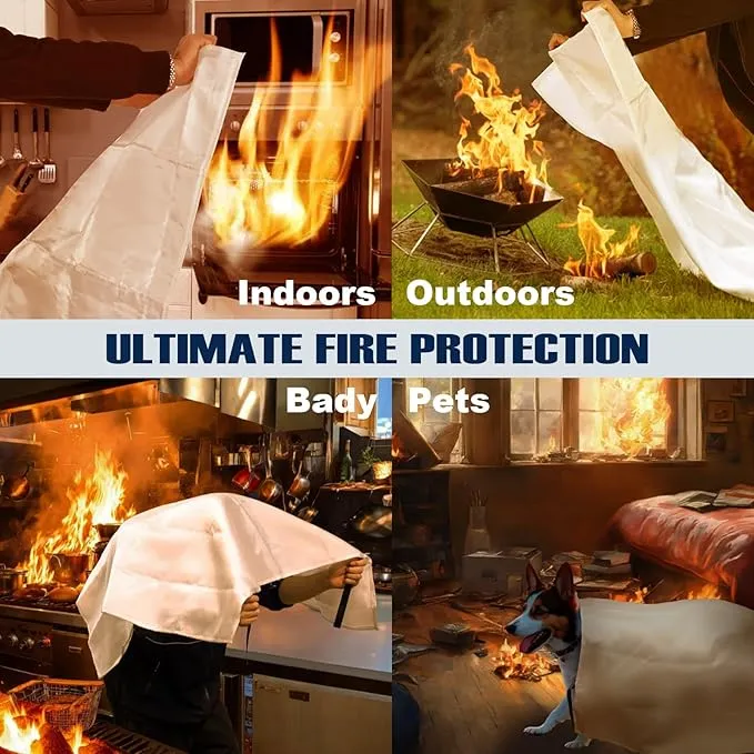 Emergency Fire Blanket for Home and Kitchen - 40"x40" Flame Suppression Fiberglass Fire Blankets for House Camping Car Office Warehouse Emergency Survival Safety (Red 4 Pack)