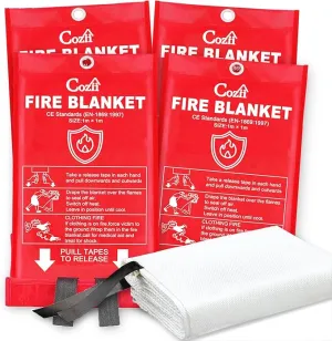 Emergency Fire Blanket for Home and Kitchen - 40"x40" Flame Suppression Fiberglass Fire Blankets for House Camping Car Office Warehouse Emergency Survival Safety (Red 4 Pack)