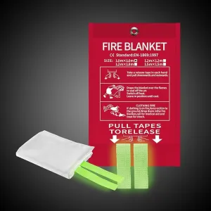 Emergency Fire Blanket for Home and Kitchen, Fire Extinguishers for Home, Fiberglass Fire Suppression Blanket with Luminous Strip for Fireplace, Car, Camping, Picnic, Grill(1, 40''x40'')