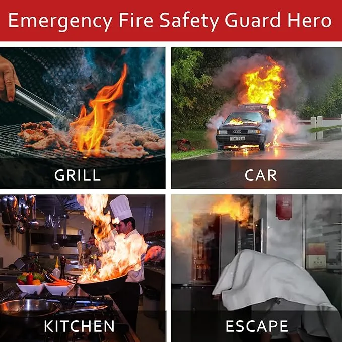Emergency Fire Blanket for Home and Kitchen, Fire Extinguishers for Home, Fiberglass Fire Suppression Blanket with Luminous Strip for Fireplace, Car, Camping, Picnic, Grill(4, 40''x40'')