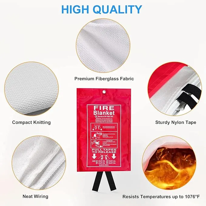 Emergency Fire Blanket for Home and Kitchen Fire Extinguishers for the House (2 Pack), Deluxe Fire Blankets Emergency for Home Fireproof Blanket Fire Retardant Blankets Fire Spray Emergency Blankets