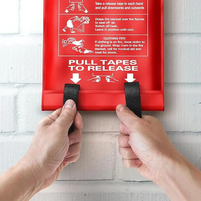 Emergency Fire Blanket for Kitchen, Home, Office, Vehicle, People (4 Pack) | Flame Retardant Fire Extinguishing Blanket | Fire Extinguisher Safety Suppression Blanket - Made from Fiberglass