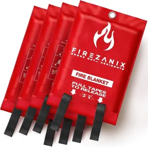 Emergency Fire Blanket for Kitchen, Home, Office, Vehicle, People (4 Pack) | Flame Retardant Fire Extinguishing Blanket | Fire Extinguisher Safety Suppression Blanket - Made from Fiberglass