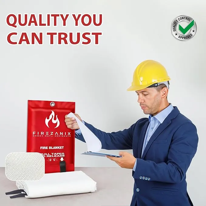Emergency Fire Blanket for Kitchen, Home, Office, Vehicle, People (4 Pack) | Flame Retardant Fire Extinguishing Blanket | Fire Extinguisher Safety Suppression Blanket - Made from Fiberglass