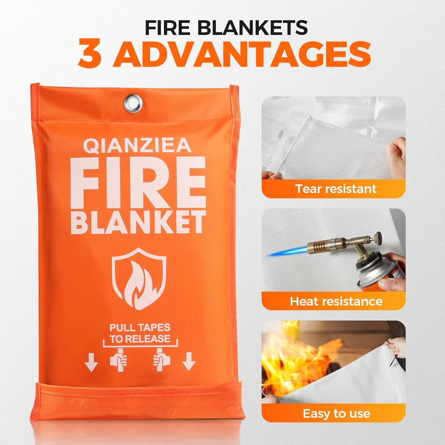 Emergency Fire Blanket,4 Pack,40"x40" Home and Kitchen Fiberglass Fire Blanket