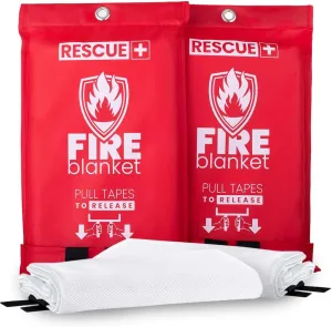 Emergency Fire Blankets – 2 Pack, 40” x 40” Fiberglass Flame Retardant Safety Blanket for Home, Kitchen, Workplace, Travel, Camping, and Car Emergencies
