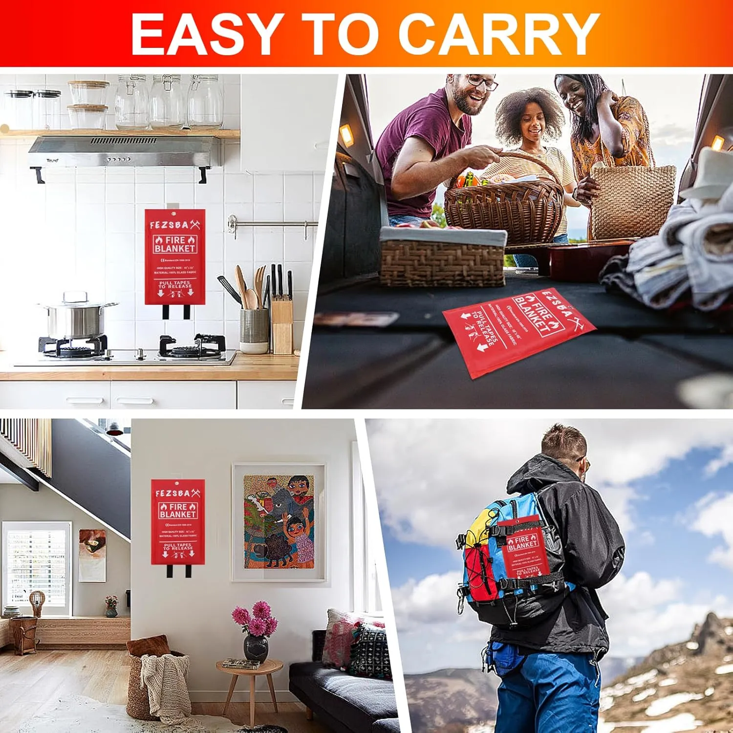 Emergency Fire Blankets,Fire Safety Blanket for Kitchen Home, Fire Supression Blanket Good for School Safety, Fireplace, and Camping,Hurricane Preparedness Items (1, Pack 48x48 inches)