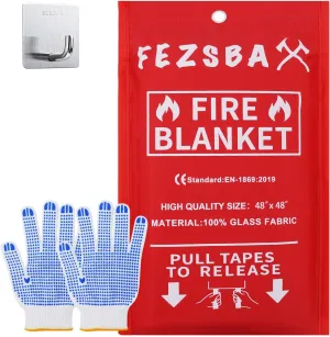 Emergency Fire Blankets,Fire Safety Blanket for Kitchen Home, Fire Supression Blanket Good for School Safety, Fireplace, and Camping,Hurricane Preparedness Items (1, Pack 48x48 inches)
