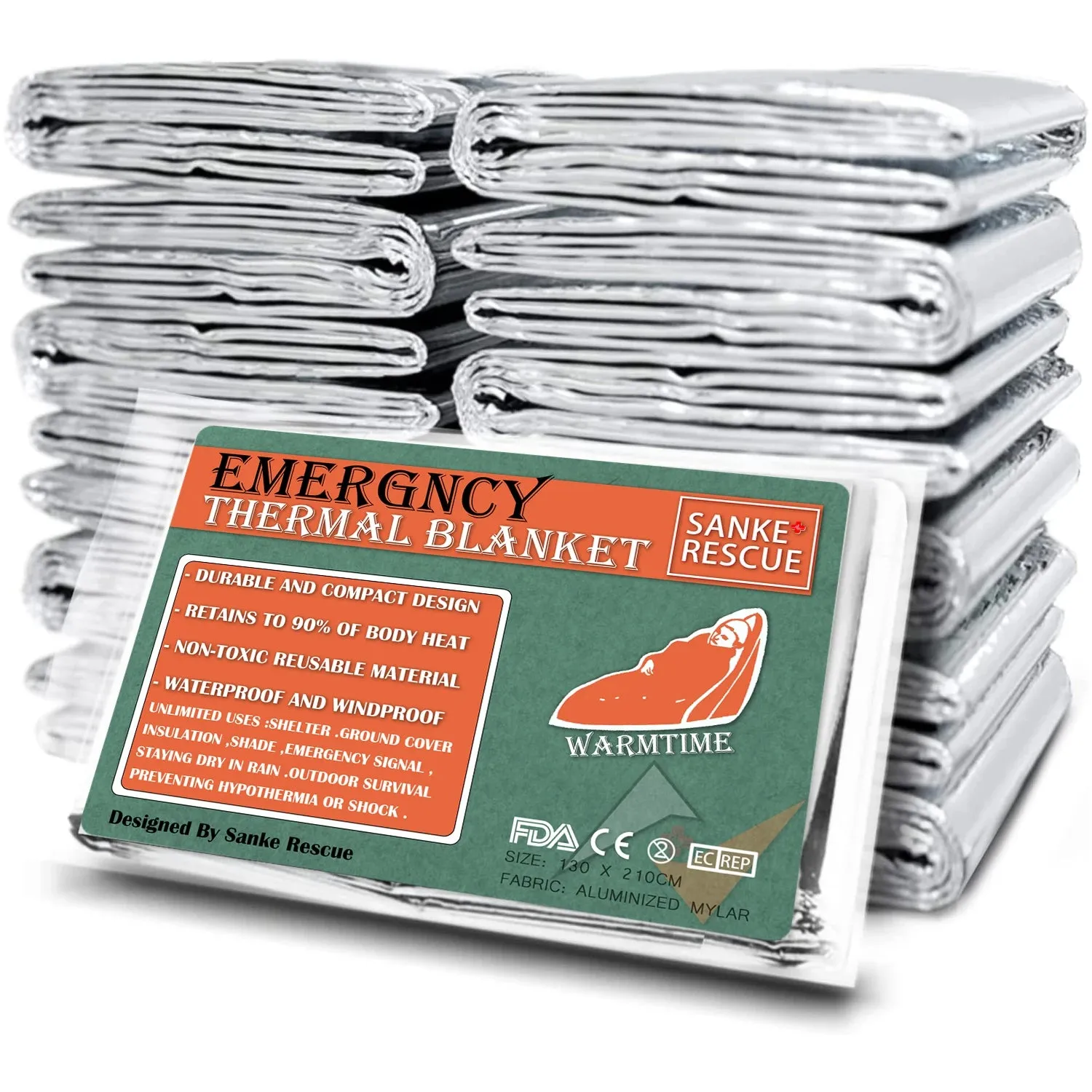 Emergency Mylar Thermal Blankets 4-Pack for Outdoor, Camping, Hiking, Travel, First Aid Warmth