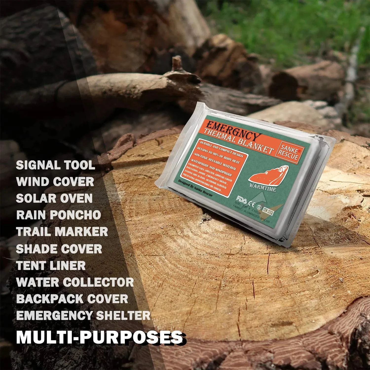 Emergency Mylar Thermal Blankets 4-Pack for Outdoor, Camping, Hiking, Travel, First Aid Warmth