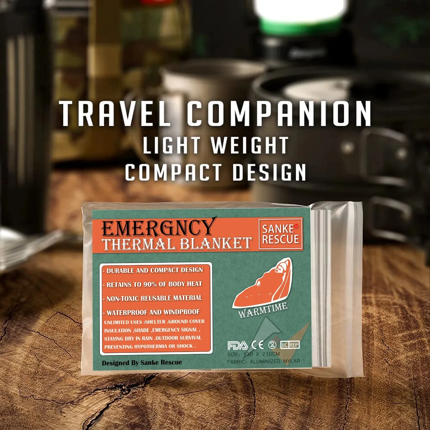 Emergency Mylar Thermal Blankets 4-Pack for Outdoor, Camping, Hiking, Travel, First Aid Warmth