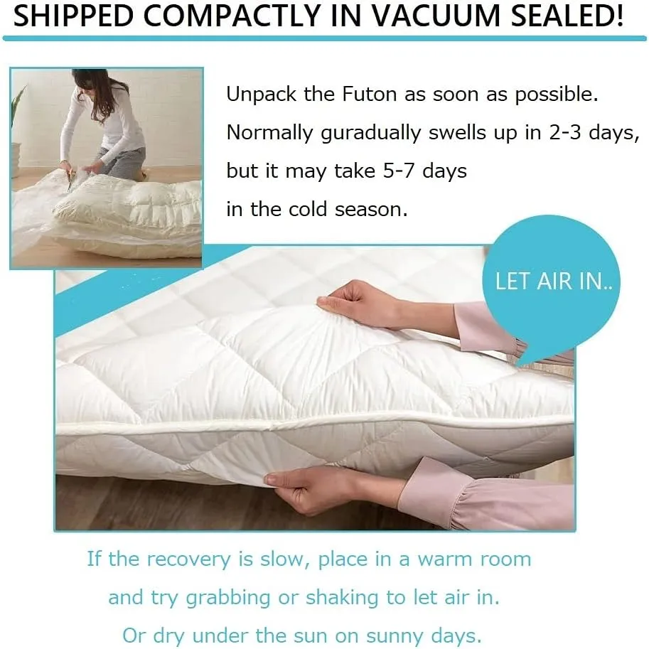 EMOOR Japanese Futon Mattress CLASSE Twin (39x79in) Made in Japan White, Foldable Floor Sleeping Bed Tatami Mat