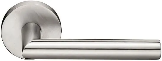 Emtek Privacy, Disk Rosette, Stuttgart Lever, Brushed Stainless Steel, RH