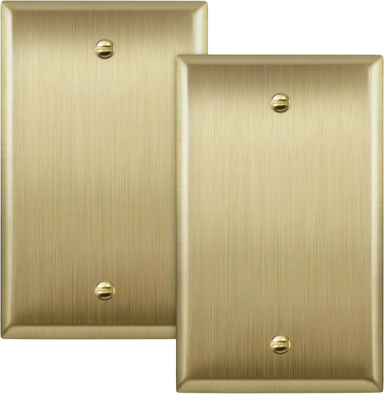 ENERLITES Blank Device Metal Wall Plate, Stainless Steel 201, Corrosive Resistant, Size 1-Gang 4.50" x 2.76", 7701-BB-2PCS, Brushed Brass, Gold, 2 Pack