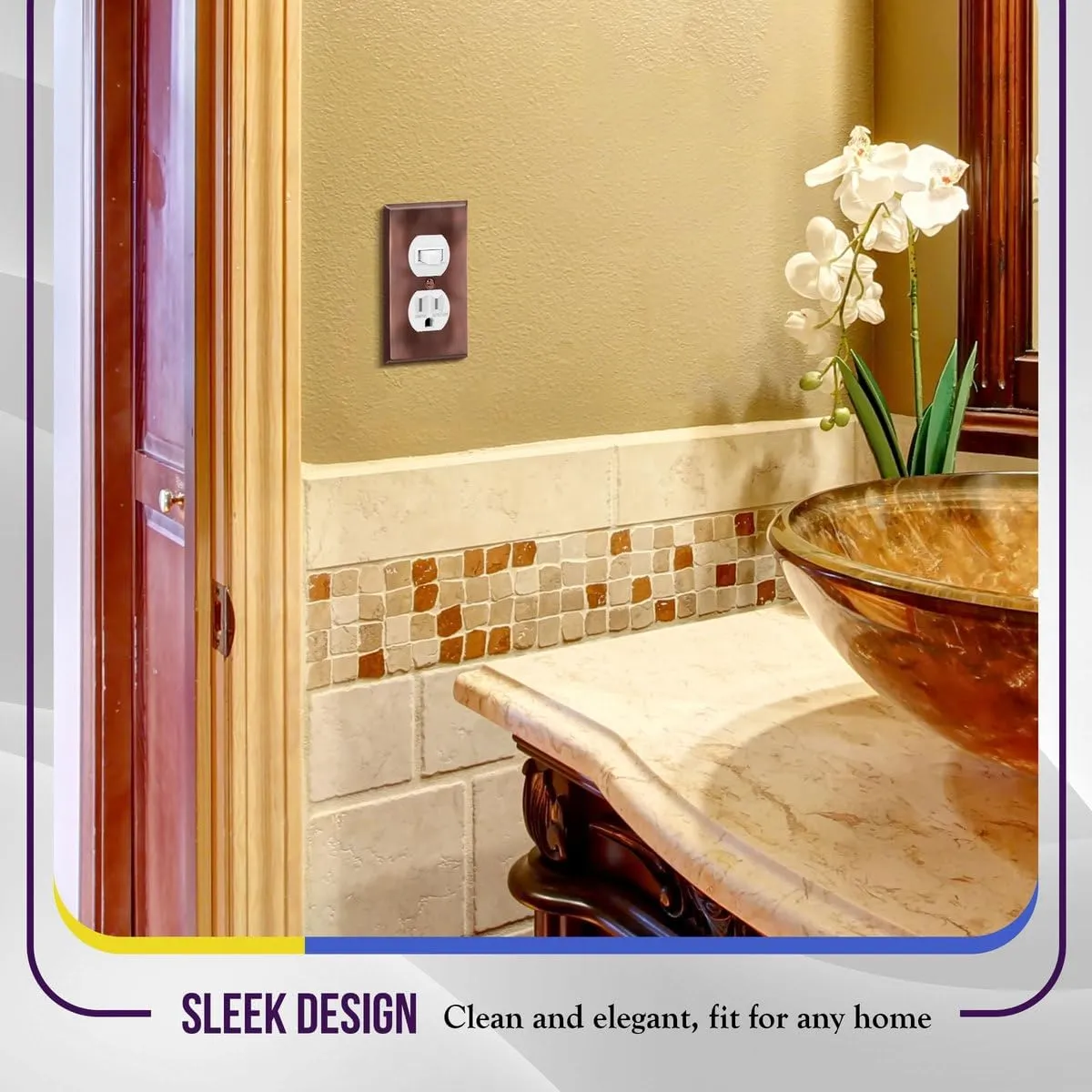 ENERLITES Duplex Receptacle Outlet Metal Wall Plate, Stainless Steel Outlet Cover, Corrosion Resistant, Standard Size 1-Gang 4.50" x 2.76", Stainless Steel 201, 7721-AC-5PCS, Antique Copper, 5 pack