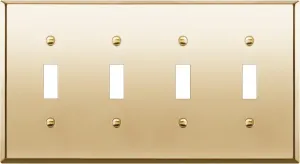 ENERLITES Toggle Light Switch Metal Wall Plate, Stainless Steel 201, Corrosion Resistant, Size 4-Gang 4.50" x 8.19", 7714-PB, Polished Brass, Gold