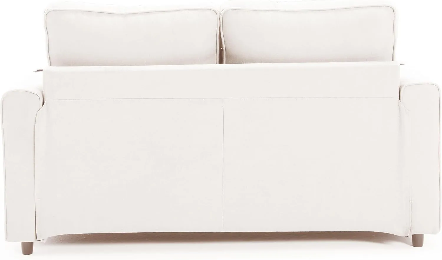 ERYE Modern Upholstered Loveseat Sofa Foldable Convertible Floor Sofabed W/Cupholders and Pockets, 3 Fold Tufted Futon Lounge Sofa with Pull Out Sleeper Couch Bed for Living Room Bedroom Studio
