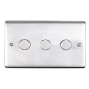 Eurolite Stainless Steel 3 Gang Dimmer - Satin Stainless Steel