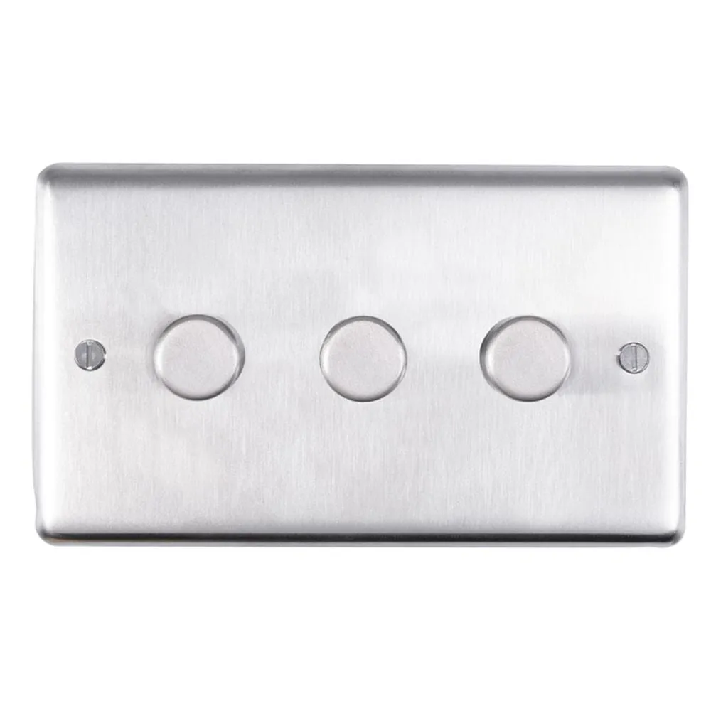 Eurolite Stainless Steel 3 Gang Dimmer - Satin Stainless Steel