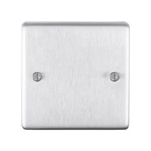 Eurolite Stainless Steel Single Blank Plate - Satin Stainless Steel (With Black Trim)