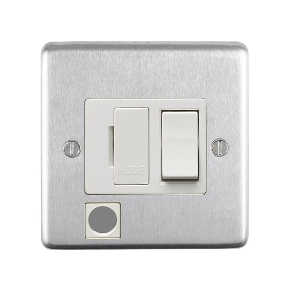 Eurolite Stainless Steel Switched Fuse Spur - Satin Stainless Steel (With White Trim)