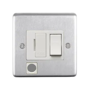 Eurolite Stainless Steel Switched Fuse Spur - Satin Stainless Steel (With White Trim)