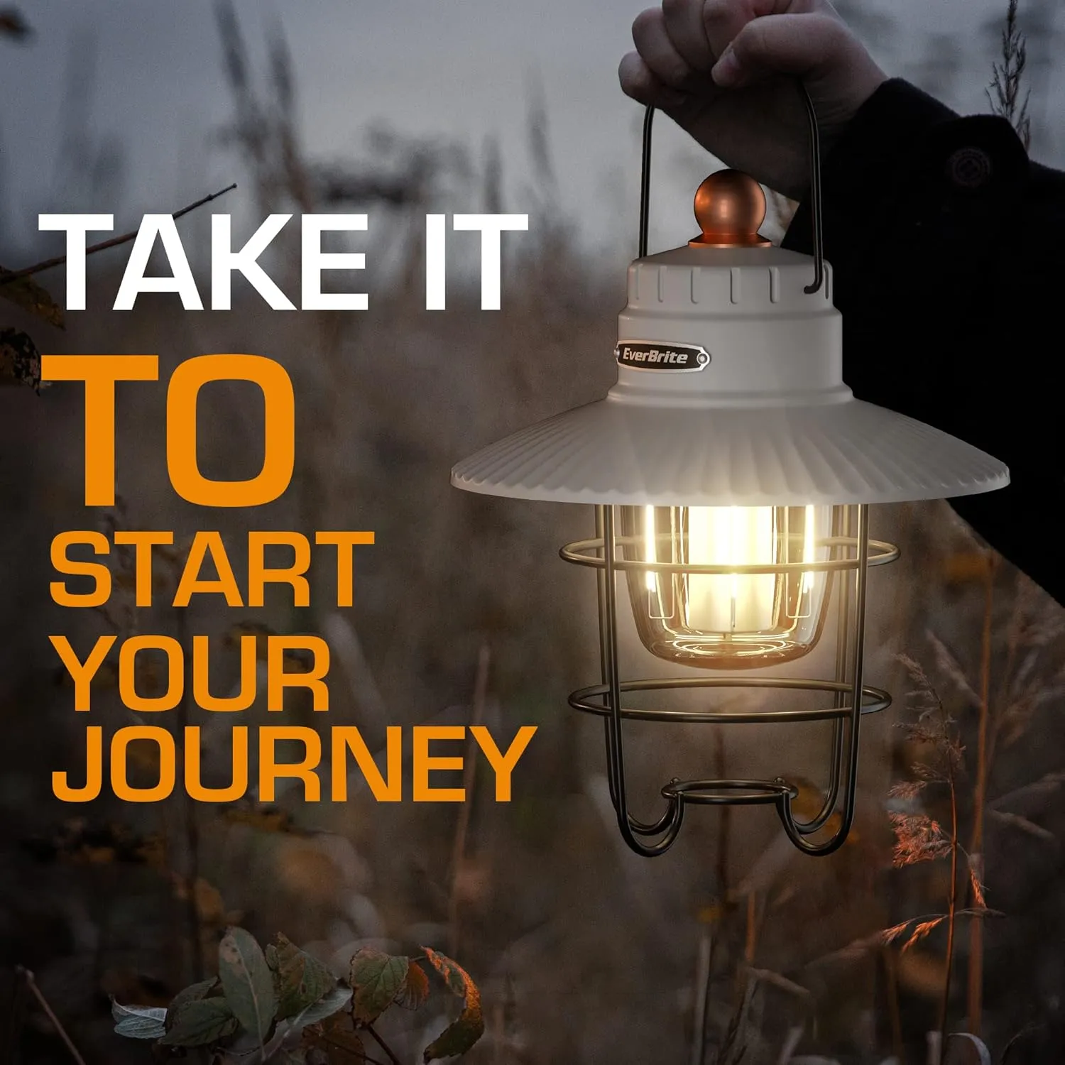 EverBrite LED Camping Lantern, USB C Rechargeable Lantern with 3 Light Modes, Vintage Outdoor Lanterns with Power Bank Function for Power Outages, Hurricane, Emergency, Fishing