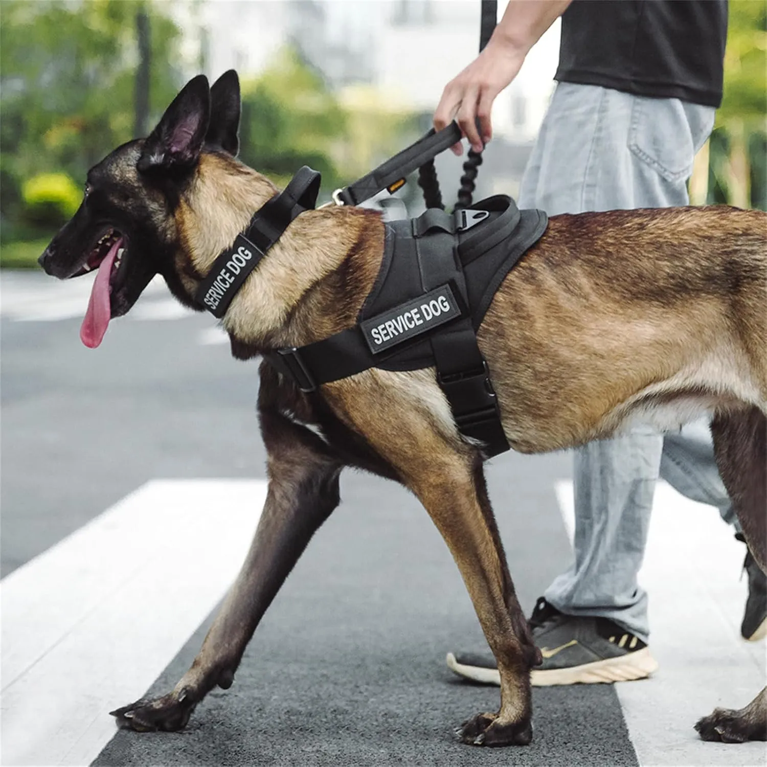 Excellent Elite SPANKERTactical Dog Vest Training Military Patrol K9 Service Dog Harness Adjustable Nylon Dog Harness with Handle(Black-L)
