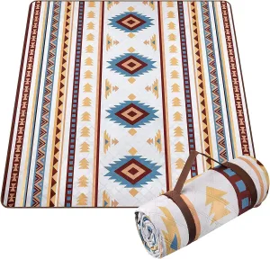 EXELNT Extra Large Outdoor Picnic Blankets Waterproof, for The Beach, Camping Travelling on The Grass, Park Blanket, Rolling Up Packaging，Portable Carring, 79" x 79" Picnic Mat - Aksu Style (Pink)